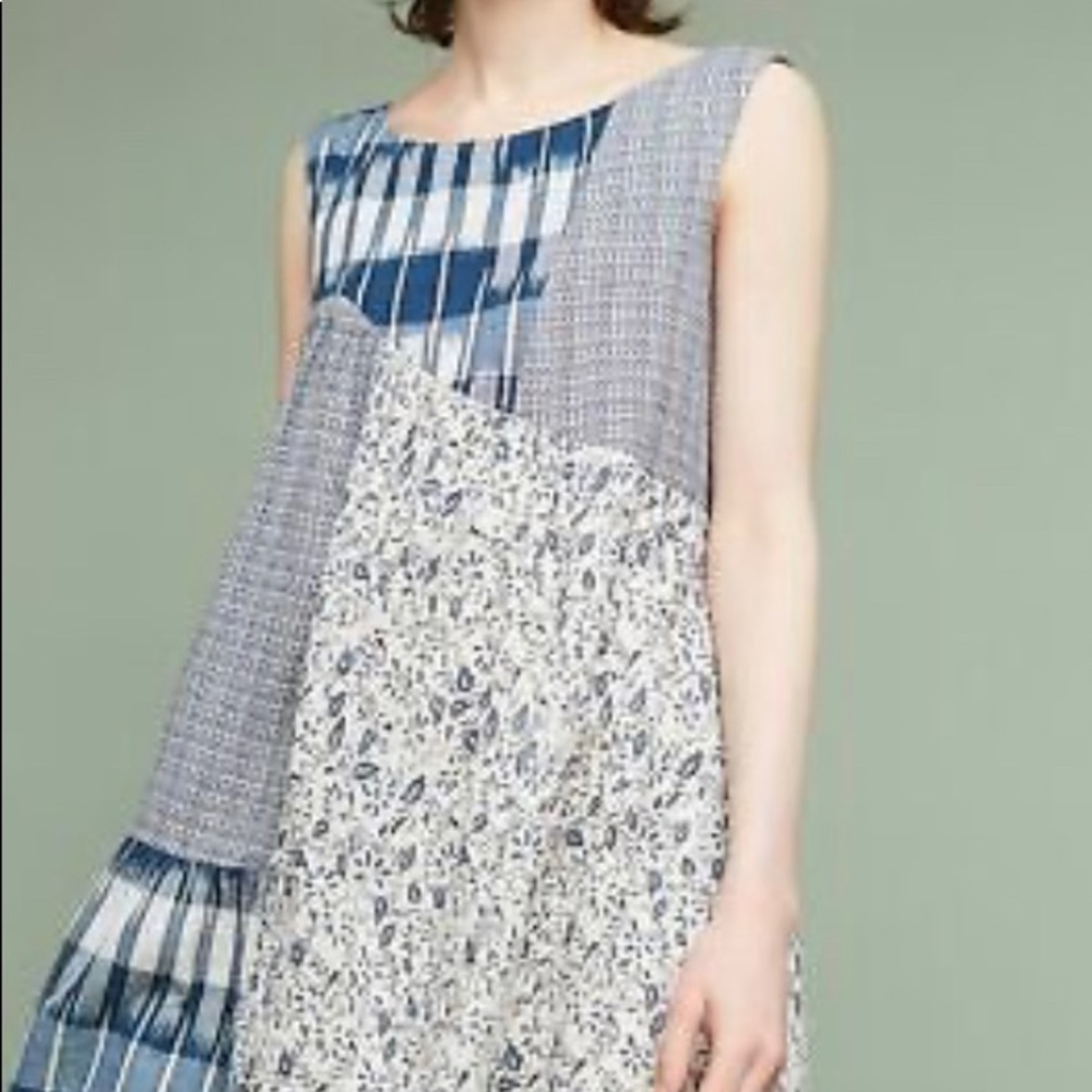 Blue patchwork Anthropologie dress- XL